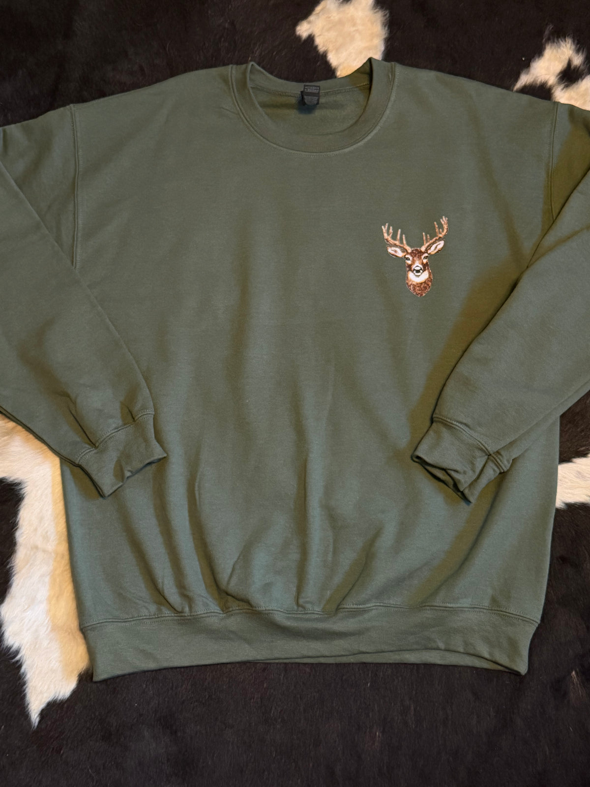 Faux Glitter Deer Crewneck