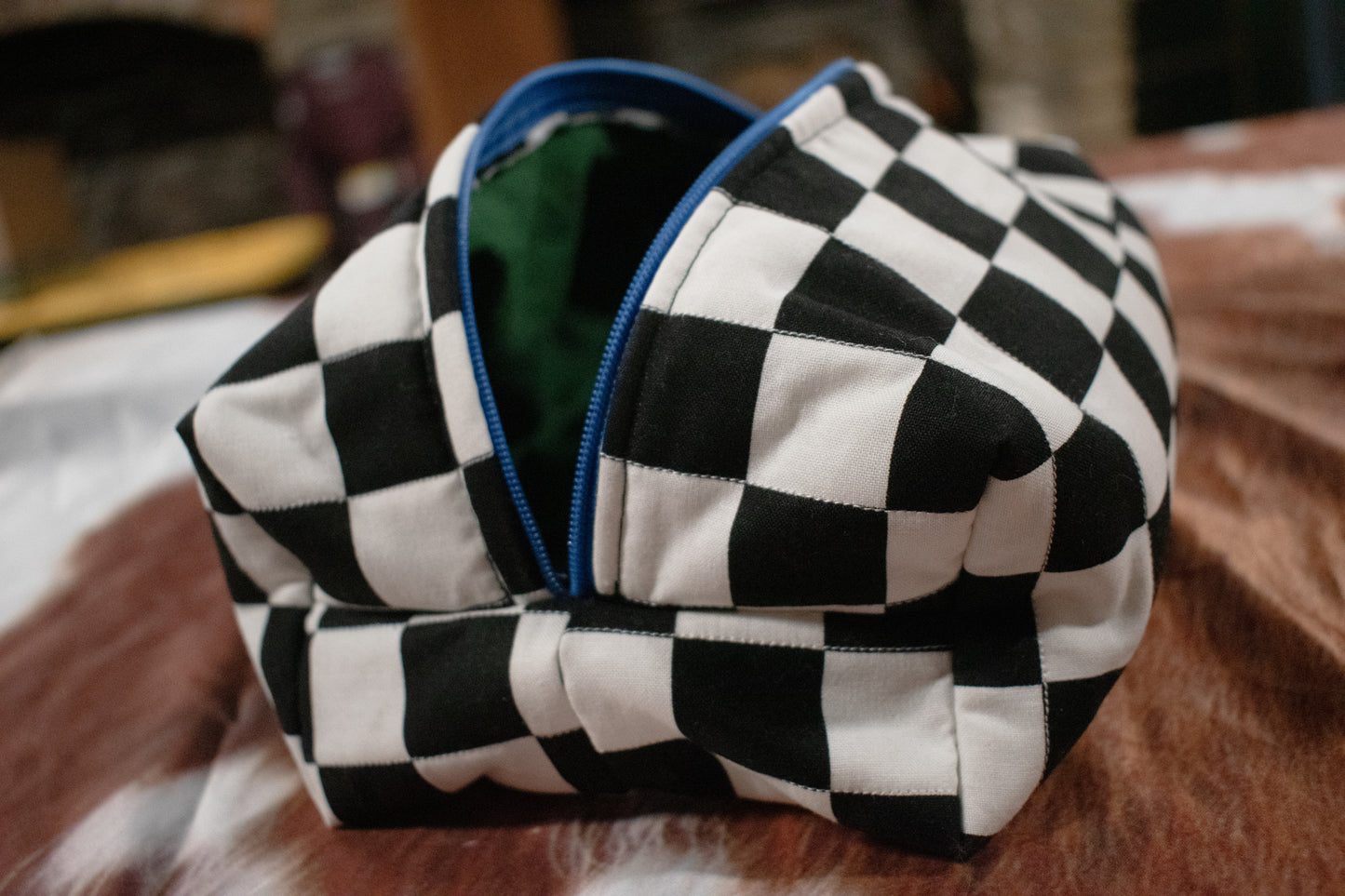 Checkered Makeup Bag