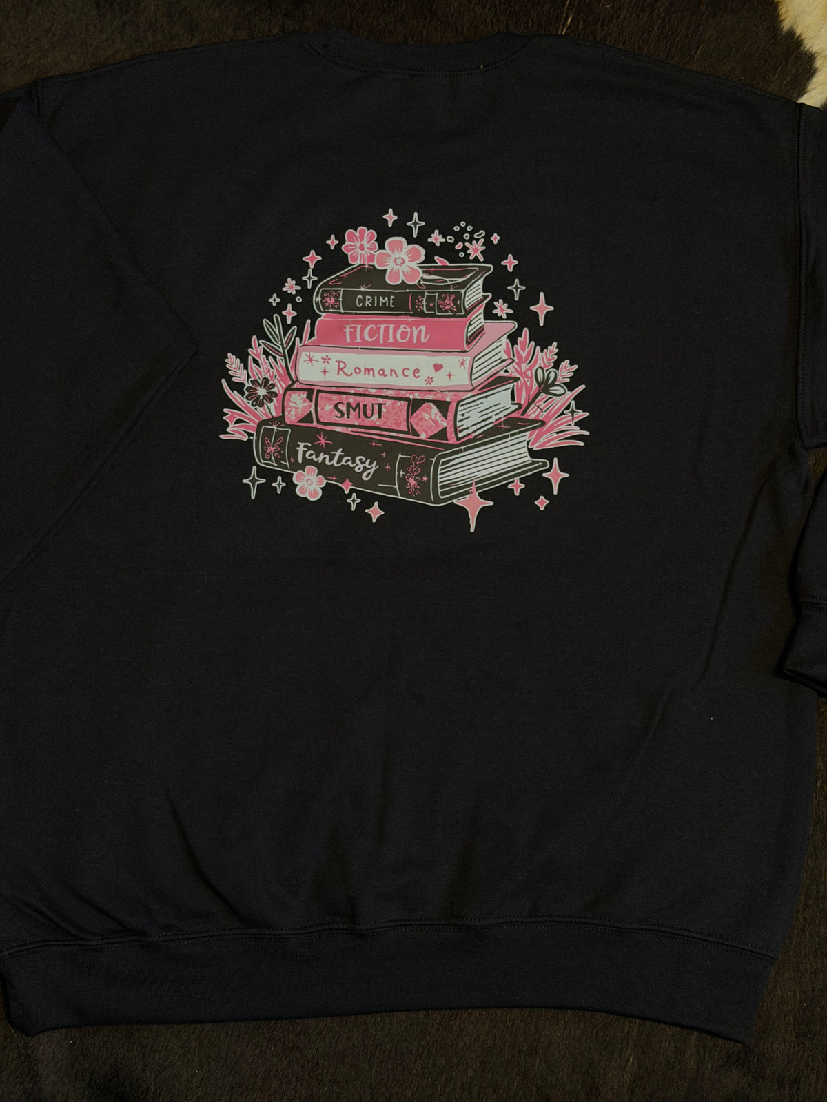 L Pink & Black Book Crewneck