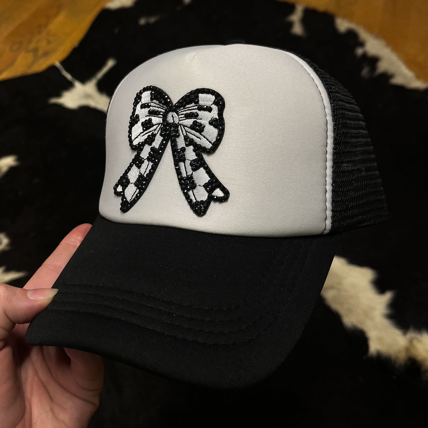 Rhinestone Checkered Bow