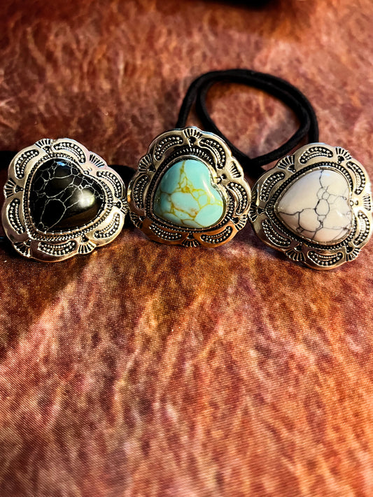 Heart Concho Hair Ties