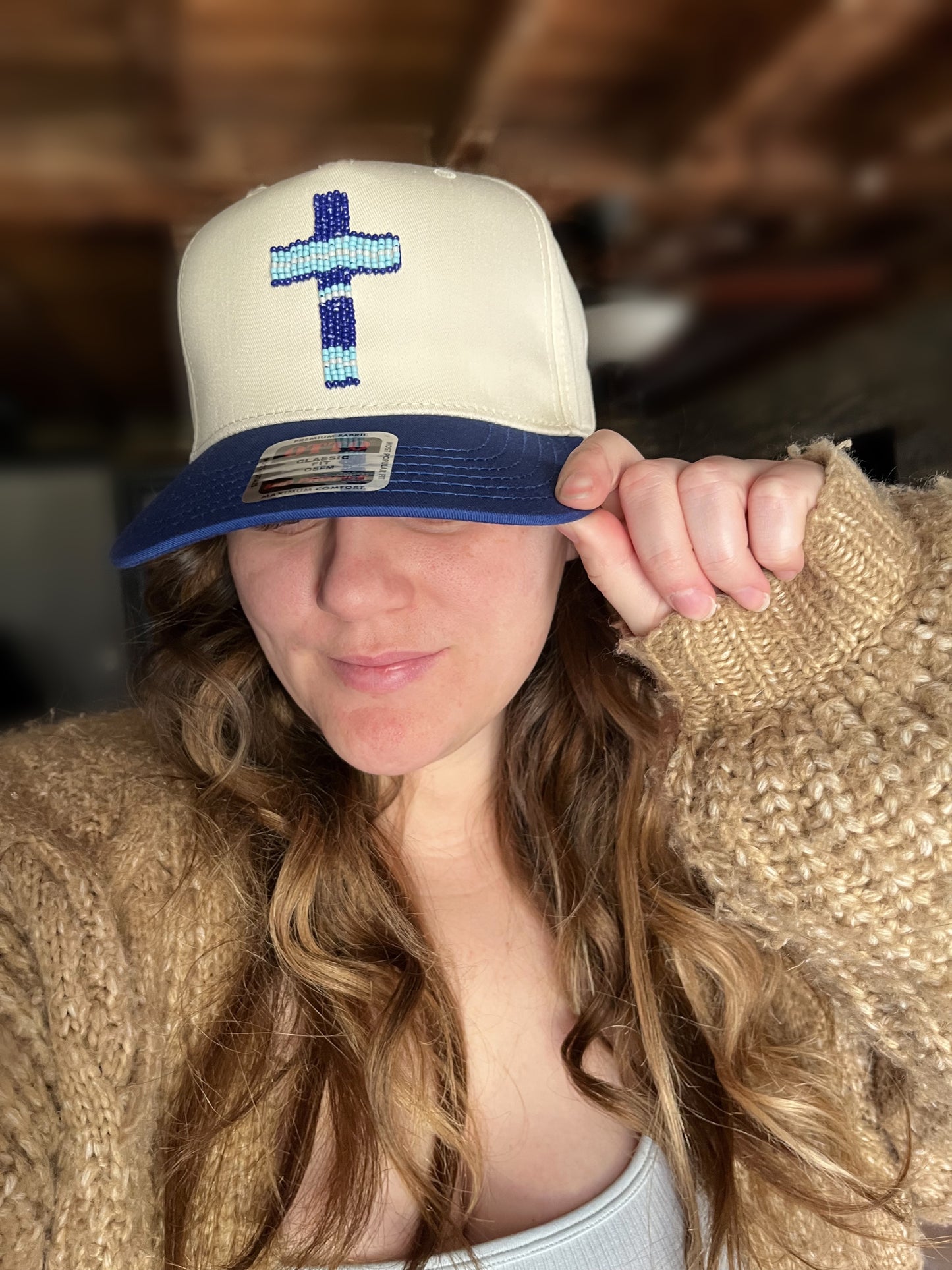 Beaded Cross Trucker Hat