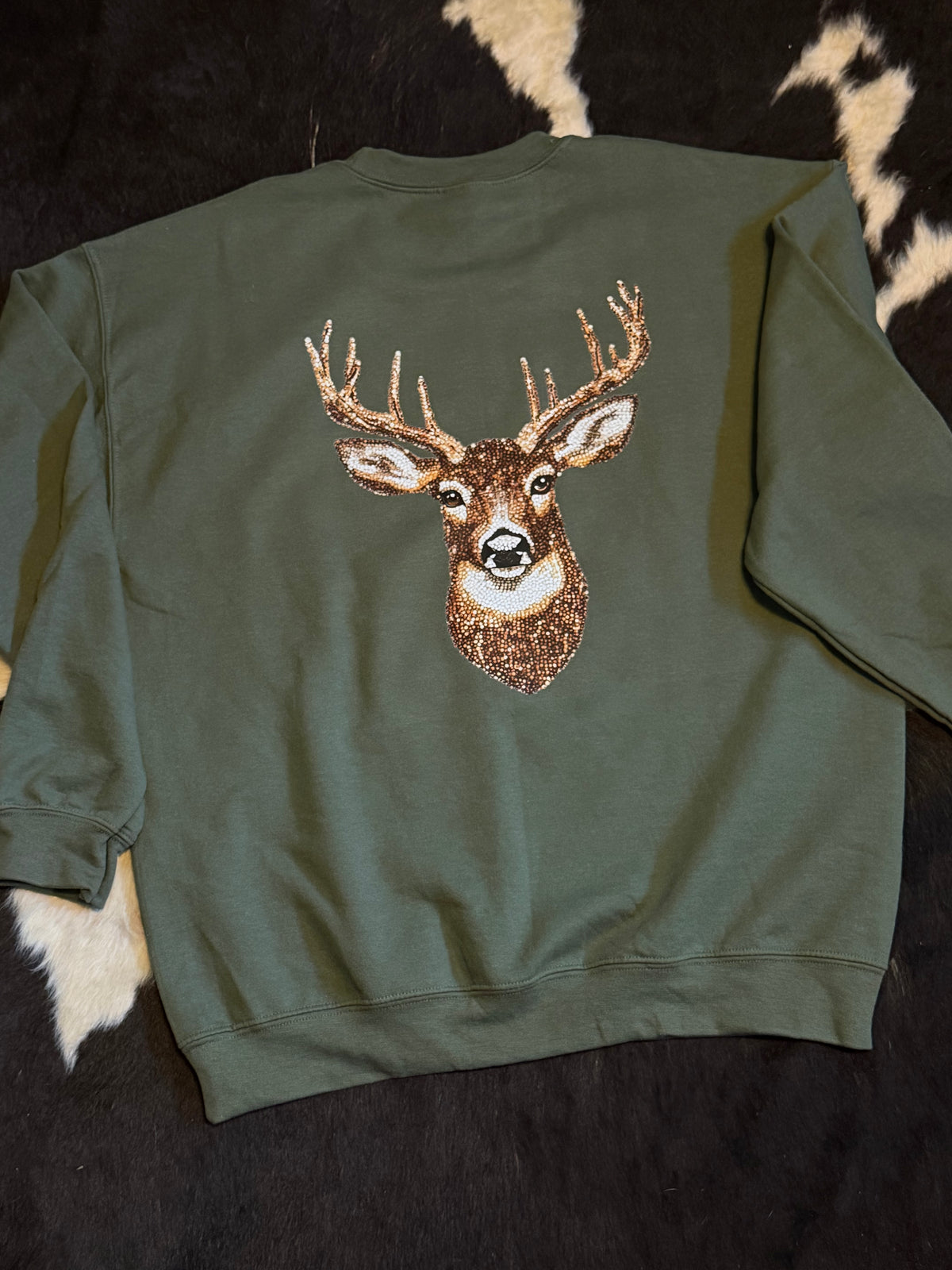 Faux Glitter Deer Crewneck