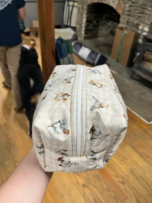 Chicken Gingham Makeup Bag