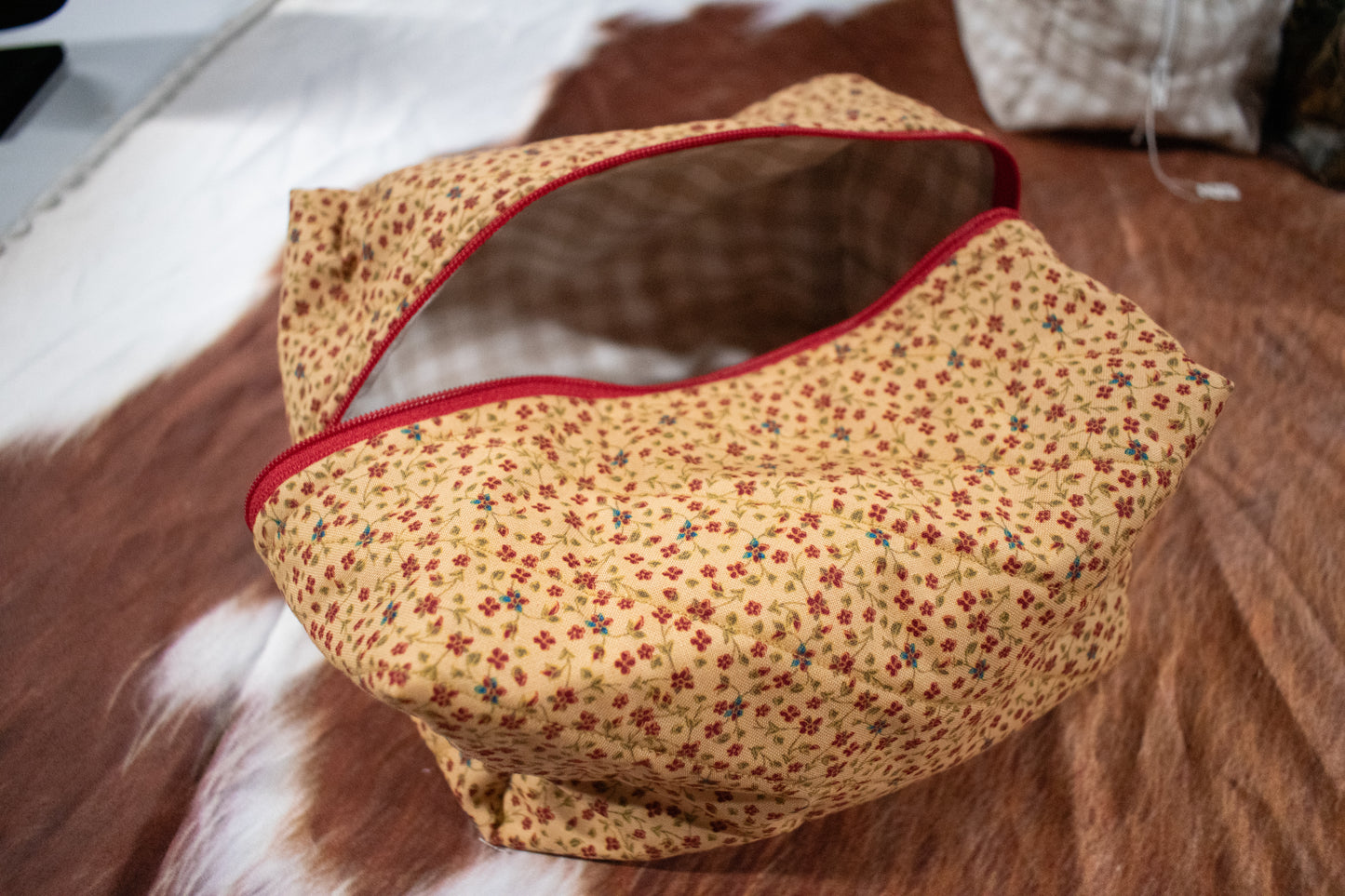 Red Floral Makeup Bag