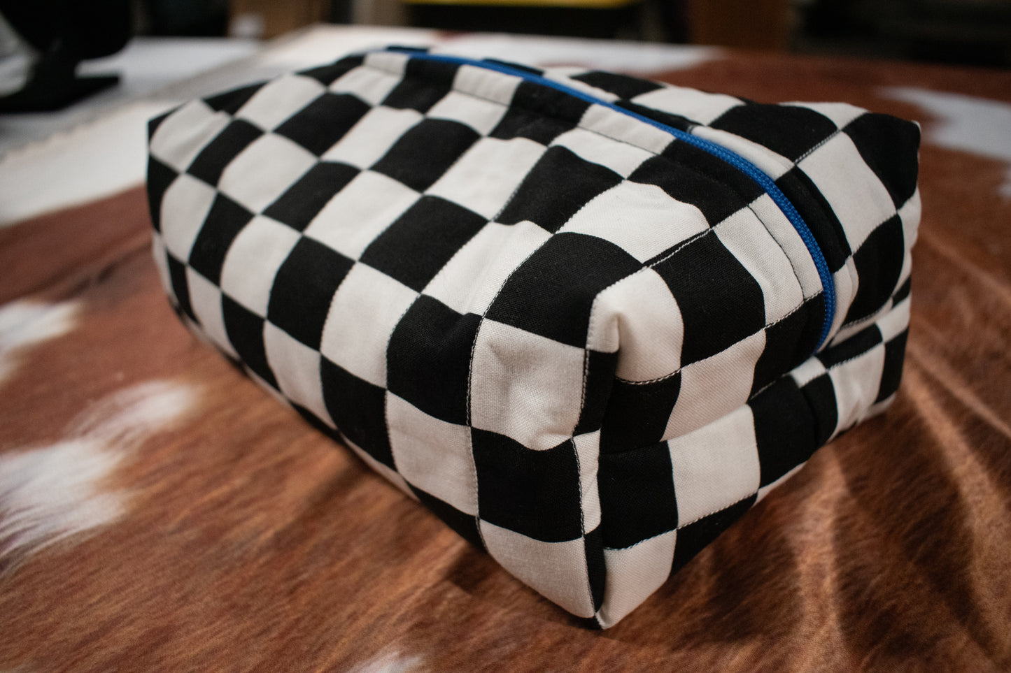 Checkered Makeup Bag