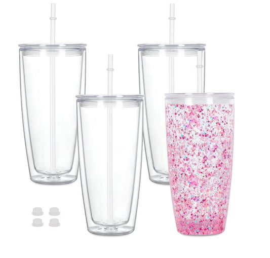 24 oz Acrylic Curve Tumbler Snow Globe