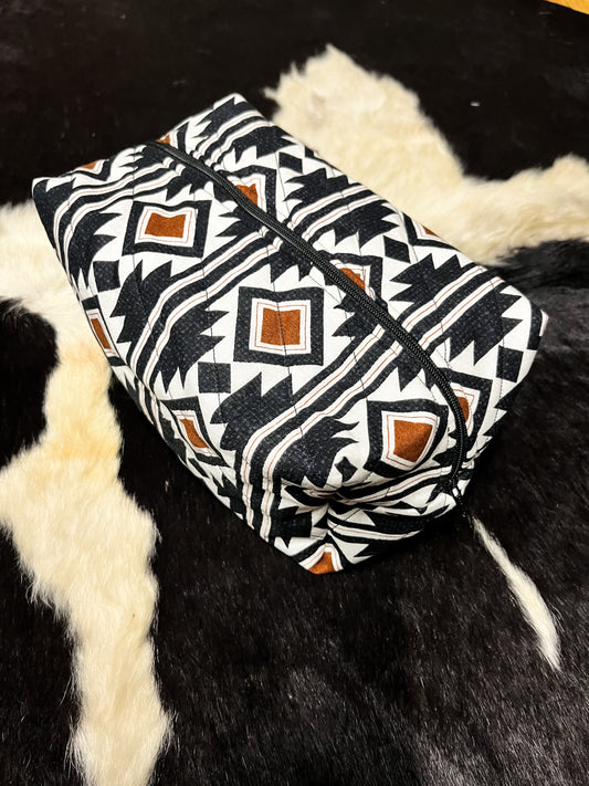 Boho Rust Aztec Makeup Bag