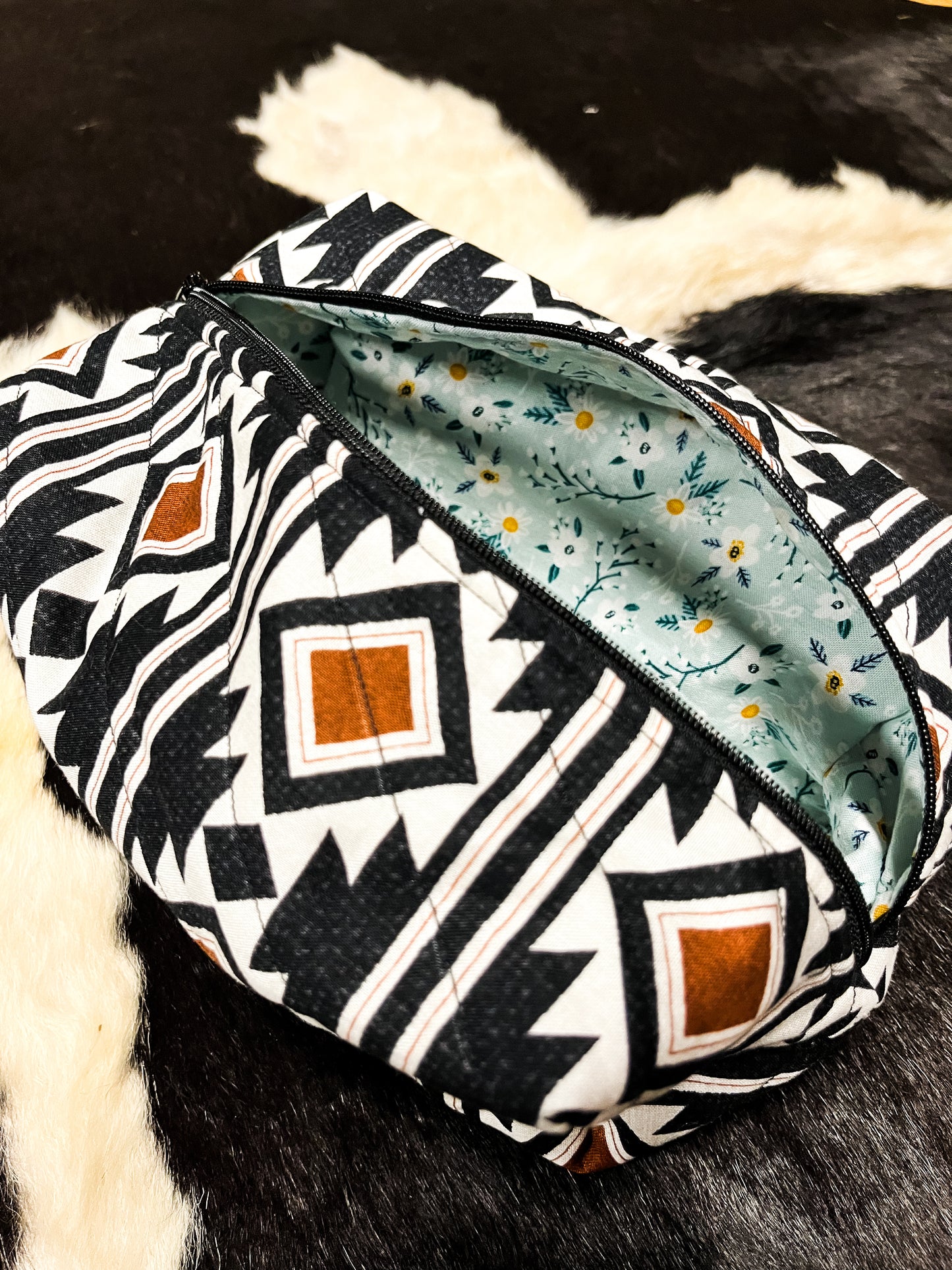 Boho Rust Aztec Makeup Bag